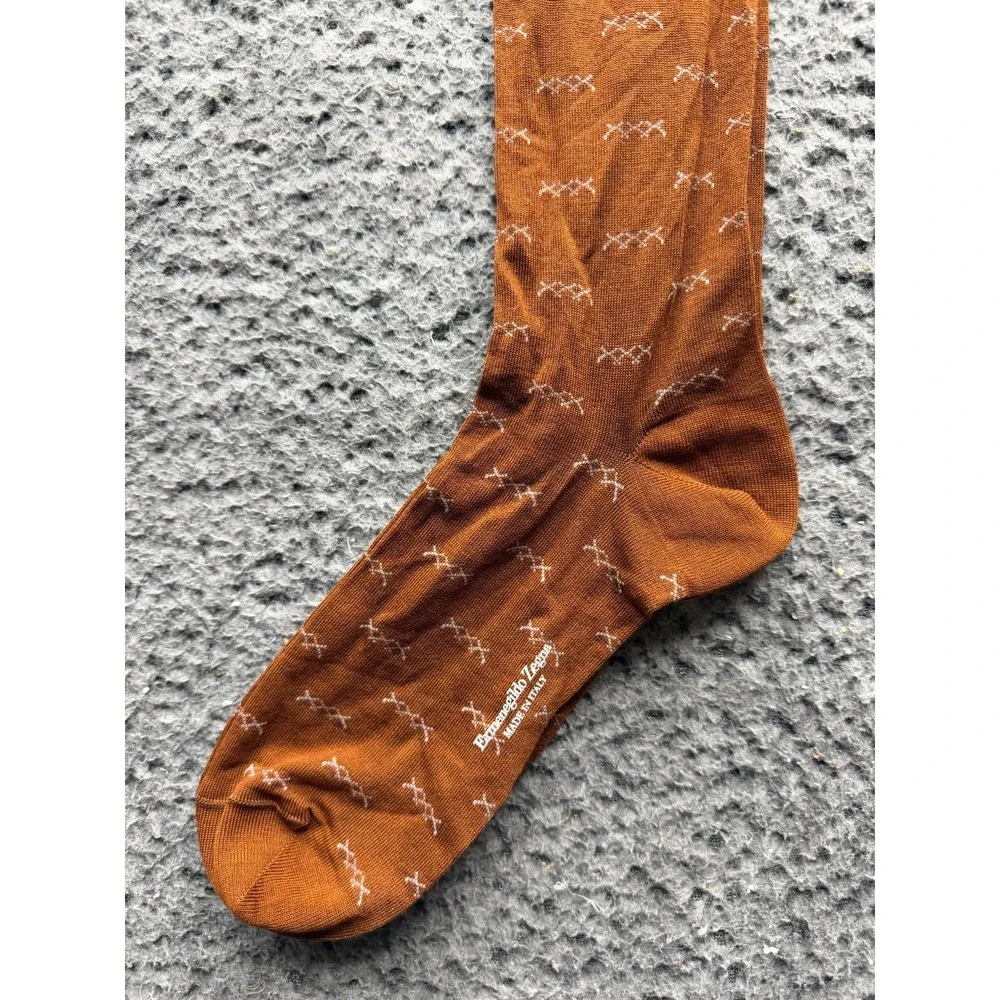 NWT Ermenegildo Zegna Iconic Triple X Knee Socks Vicunia Microfant One Size